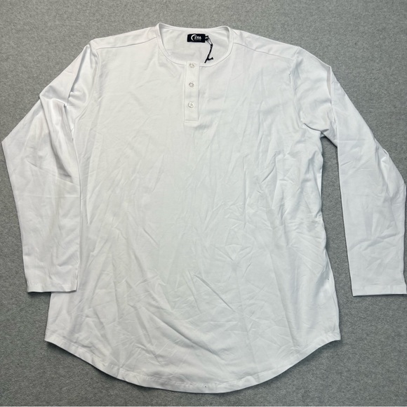 Zyia Active Shirt Mens 2XL XXL White Long Sleeve Henley Cotton Blend Stretch NWT - Picture 1 of 9